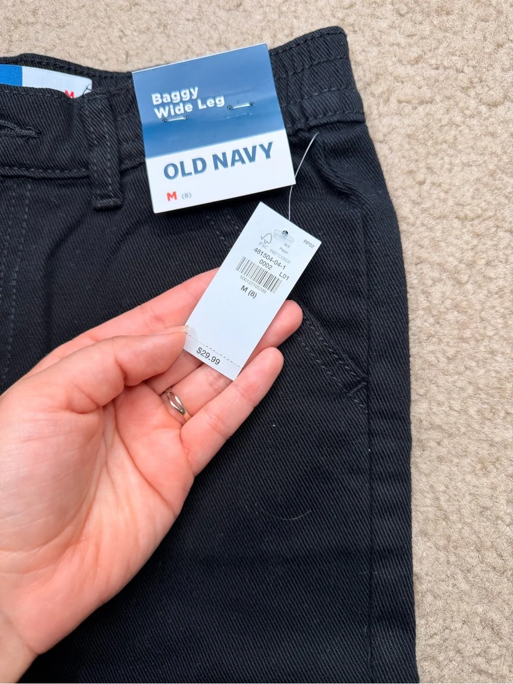 Old Navy Girls' Black 100% Cotton Baggy Wide Leg Pants Medium